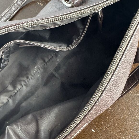 New York & Company Faux Leather Hand Bag Med Brown NY&C Logo Inner Zip Pocket - Picture 7 of 7